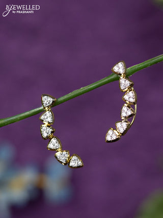 Zircon earcuff earrings with cz stones in gold finish