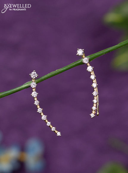 Zircon earcuff earrings with cz stones in gold finish