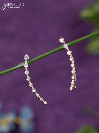 Zircon earcuff earrings with cz stones in gold finish