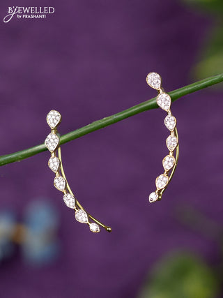 Zircon earcuff earrings with cz stones in gold finish