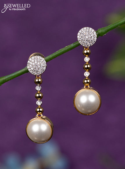 Zircon earrings with cz stones in gold finish