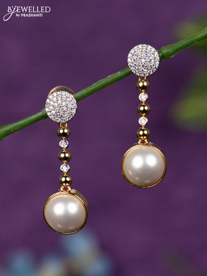 Zircon earrings with cz stones in gold finish