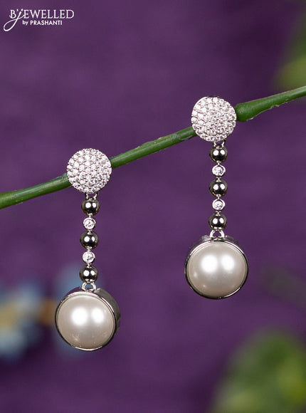 Zircon earrings with cz stones in silver finish