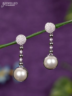 Zircon earrings with cz stones in silver finish