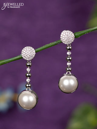 Zircon earrings with cz stones in silver finish