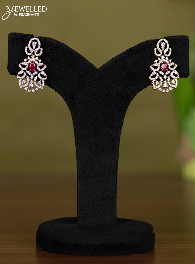 Zircon necklace with ruby and cz stones in gold finish