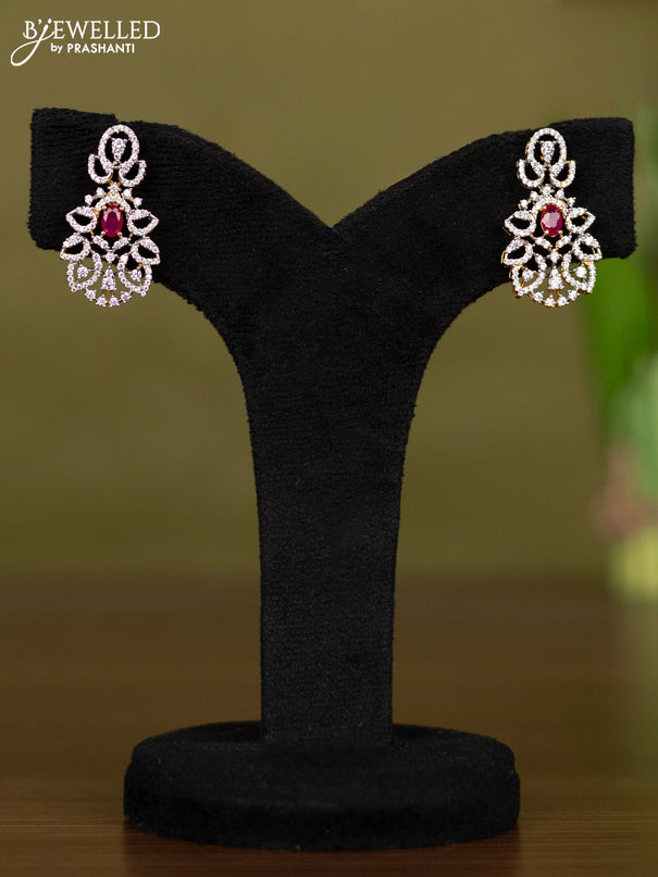 Zircon necklace with ruby and cz stones in gold finish