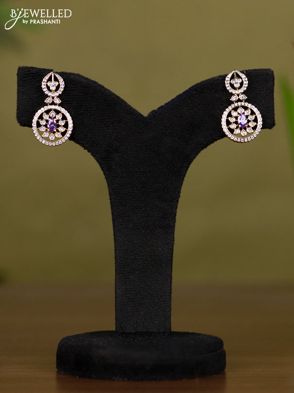 Zircon necklace with purple and cz stones in gold finish
