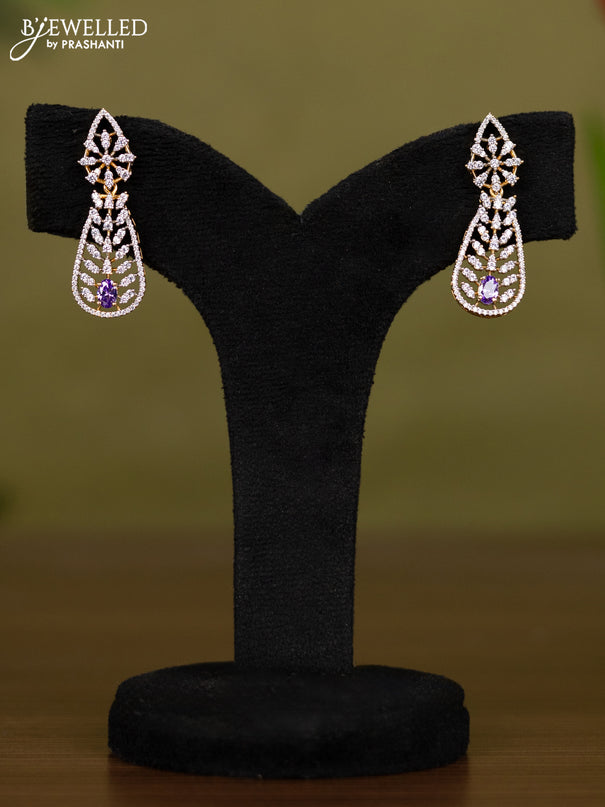 Zircon necklace with purple and cz stones in gold finish