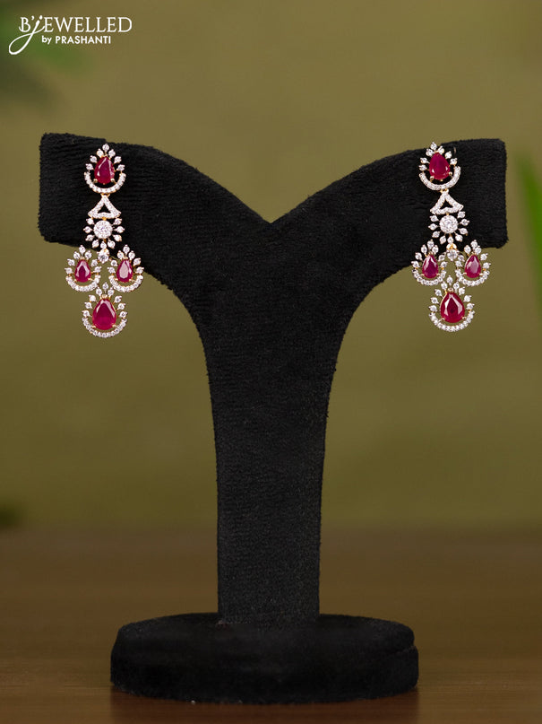 Zircon necklace with ruby and cz stones in gold finish