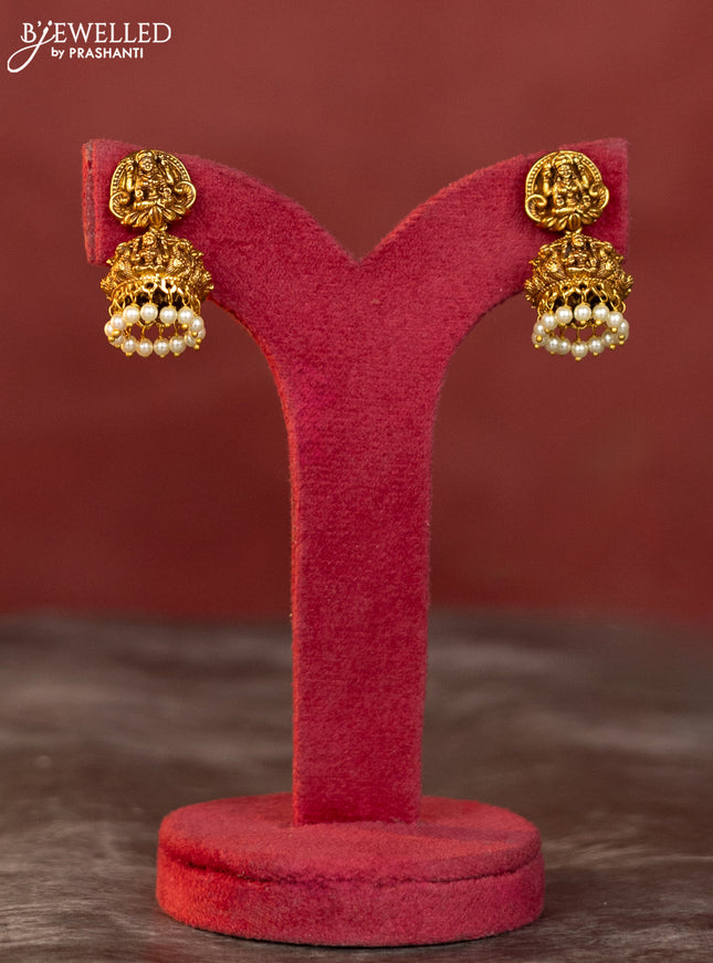 Antique haaram peacock and lakshmi design in 3D with kemp stones and green beads hanging