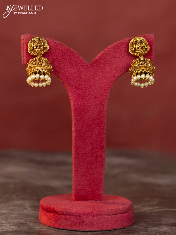 Antique haaram peacock and lakshmi design in 3D with kemp stones and green beads hanging