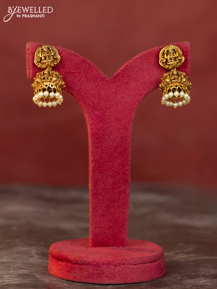 Antique haaram peacock and lakshmi design in 3D with kemp stones and green beads hanging