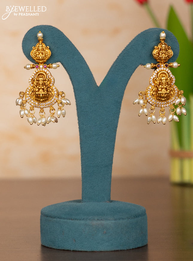 Antique lakshmi kaasu deisgn haaram with rice pearl hanging