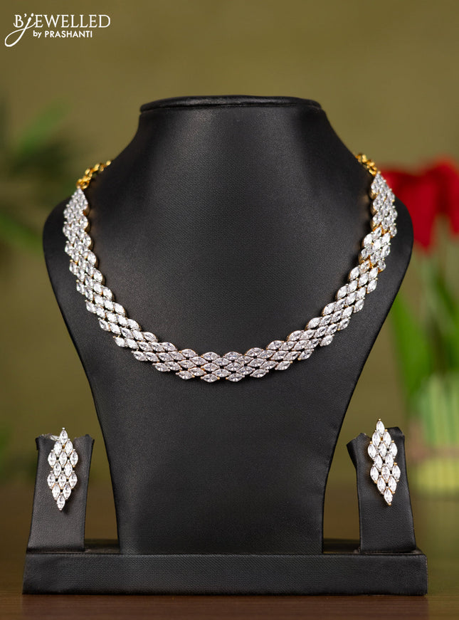 Zircon necklace with cz stones in gold finish