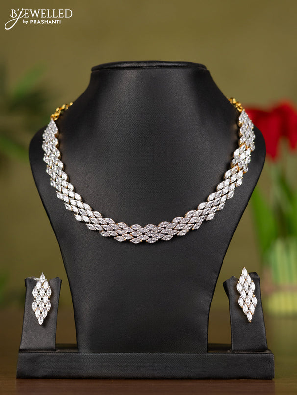 Zircon necklace with cz stones in gold finish
