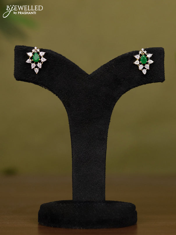 Zircon necklace with emerald and cz stones in gold finish
