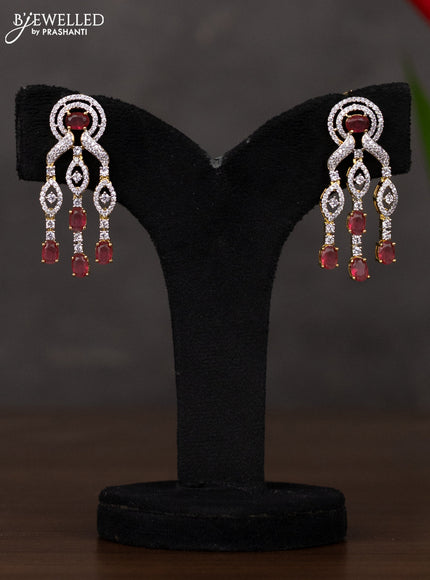Zircon triple layer haaram with ruby and cz stones in gold finish