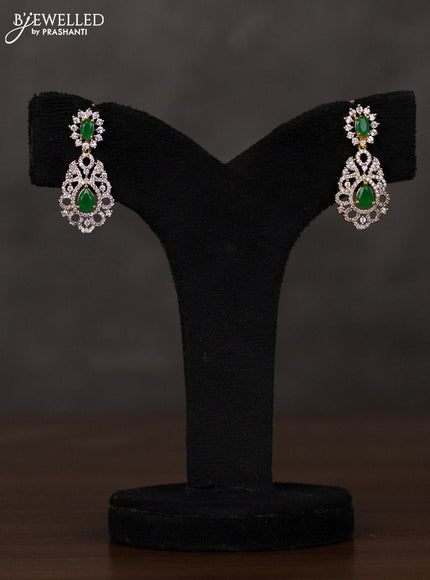 Zircon double layer haaram with emerald & cz stones and pearl hangings in gold finish