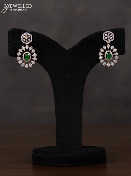 Zircon haaram with emerald & cz stones and pearl hangings in gold finish