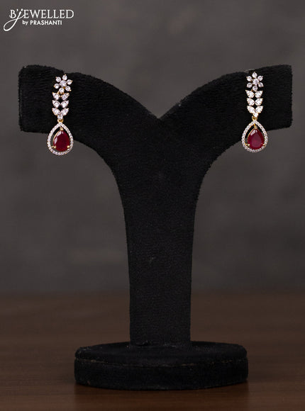 Zircon double layer haaram with ruby and cz stones in gold finish