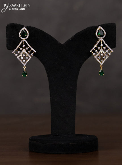 Zircon haaram with emerald and cz stones in gold finish