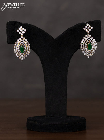 Zircon haaram with emerald and cz stones in gold finish