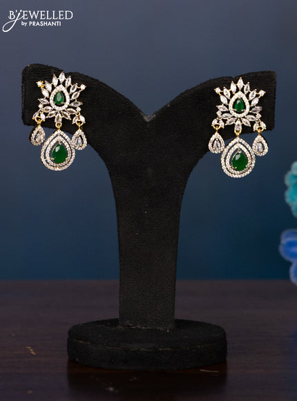 Zircon haaram with emerald and cz stones in gold finish
