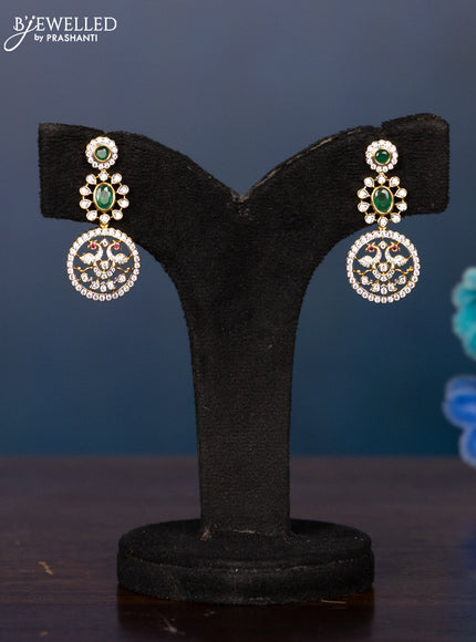 Zircon haaram bottumala design with emerald and cz stones in gold finish
