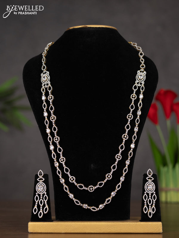 Zircon double layer haaram with cz stones in gold finish