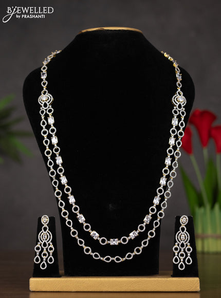 Zircon double layer haaram with cz stones in gold finish