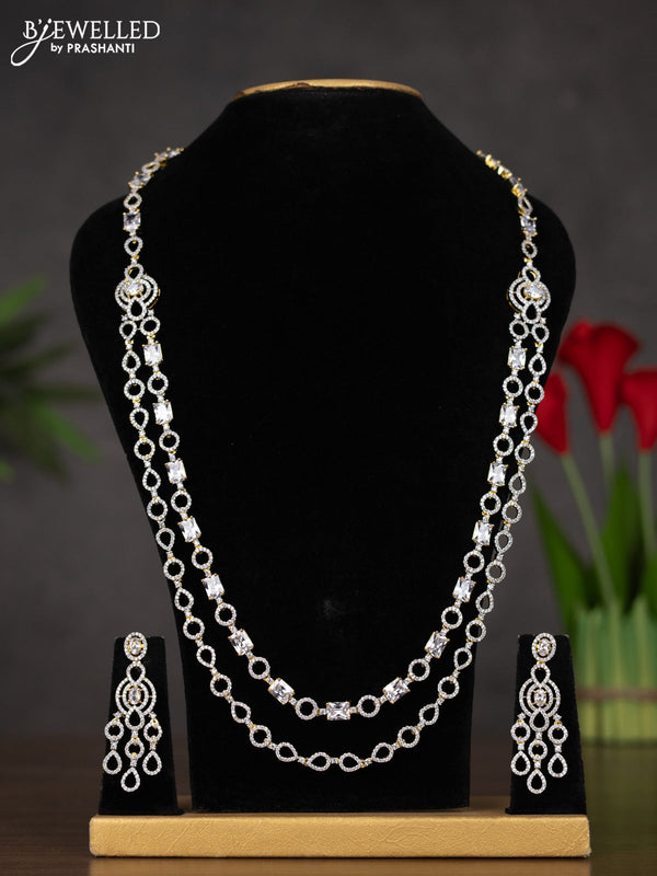 Zircon double layer haaram with cz stones in gold finish