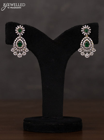 Zircon triple layer haaram with emerald and cz stones in gold finish
