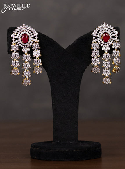 Zircon multilayer haaram with ruby and kundan & cz stones and in gold finish