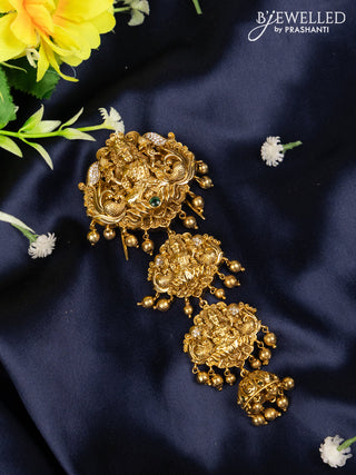 Jada billai lakshmi design in multicolor kemp stones and golden ball hanging