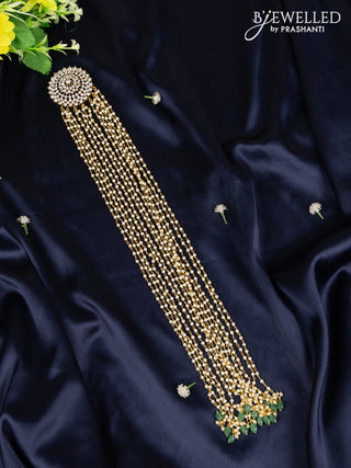 Jada billai with pearl hangings and big circle white stone pendant