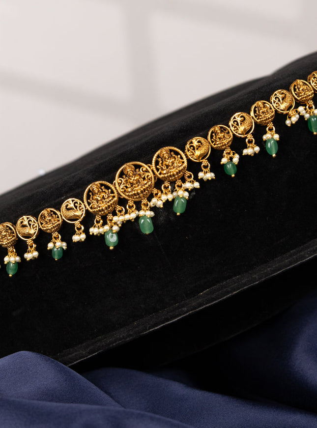 Antqiue maatal multilayer pearl and antique sangu multicolor kemp stones design