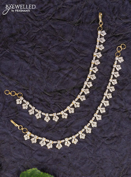 Antique zircon maatal in leaf design in cz stones