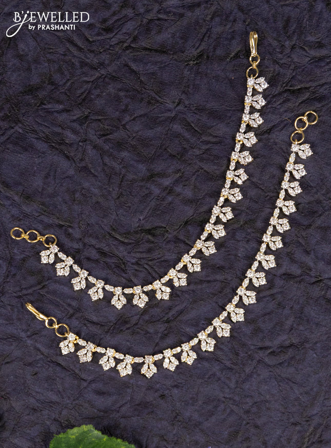 Antique zircon maatal in leaf design in cz stones