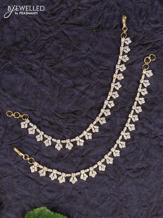 Antique zircon maatal in leaf design in cz stones