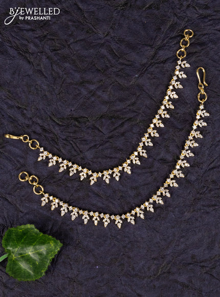 Antique zircon maatal in leaf design in cz stones