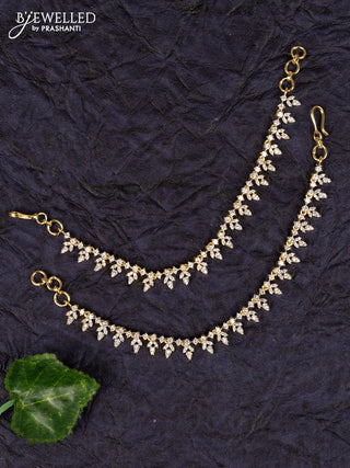 Antique zircon maatal in leaf design in cz stones