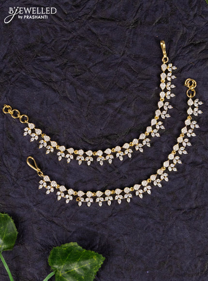 Antique zircon maatal in leaf design in cz stones