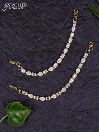 Antique zircon maatal with leaf and rectagle deisgn in cz stones
