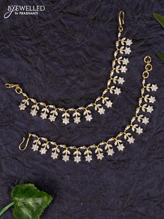 Antique zircon maatal with leaf and floral deisgn in cz stones