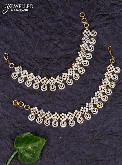 Antique zircon maatal with loop & flower deisgn in cz stones