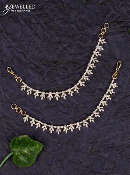 Antique zircon maatal in leaf design in cz stones