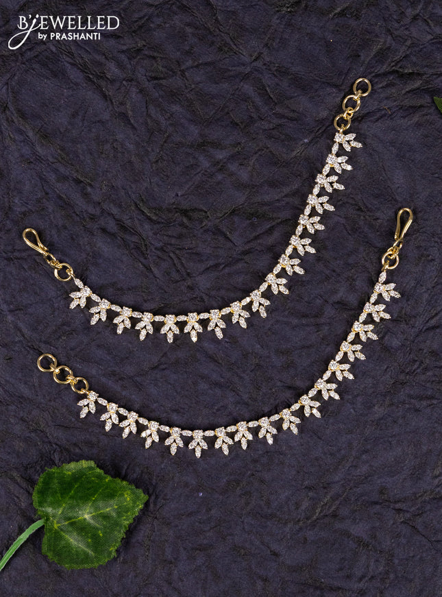 Antique zircon maatal in leaf design in cz stones