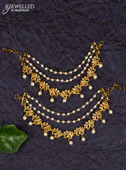 Antqiue maatal multilayer pearl and multicolor kemp stones & pearl hanging