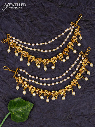 Antqiue maatal multilayer pearl and multicolor kemp stones & pearl hanging